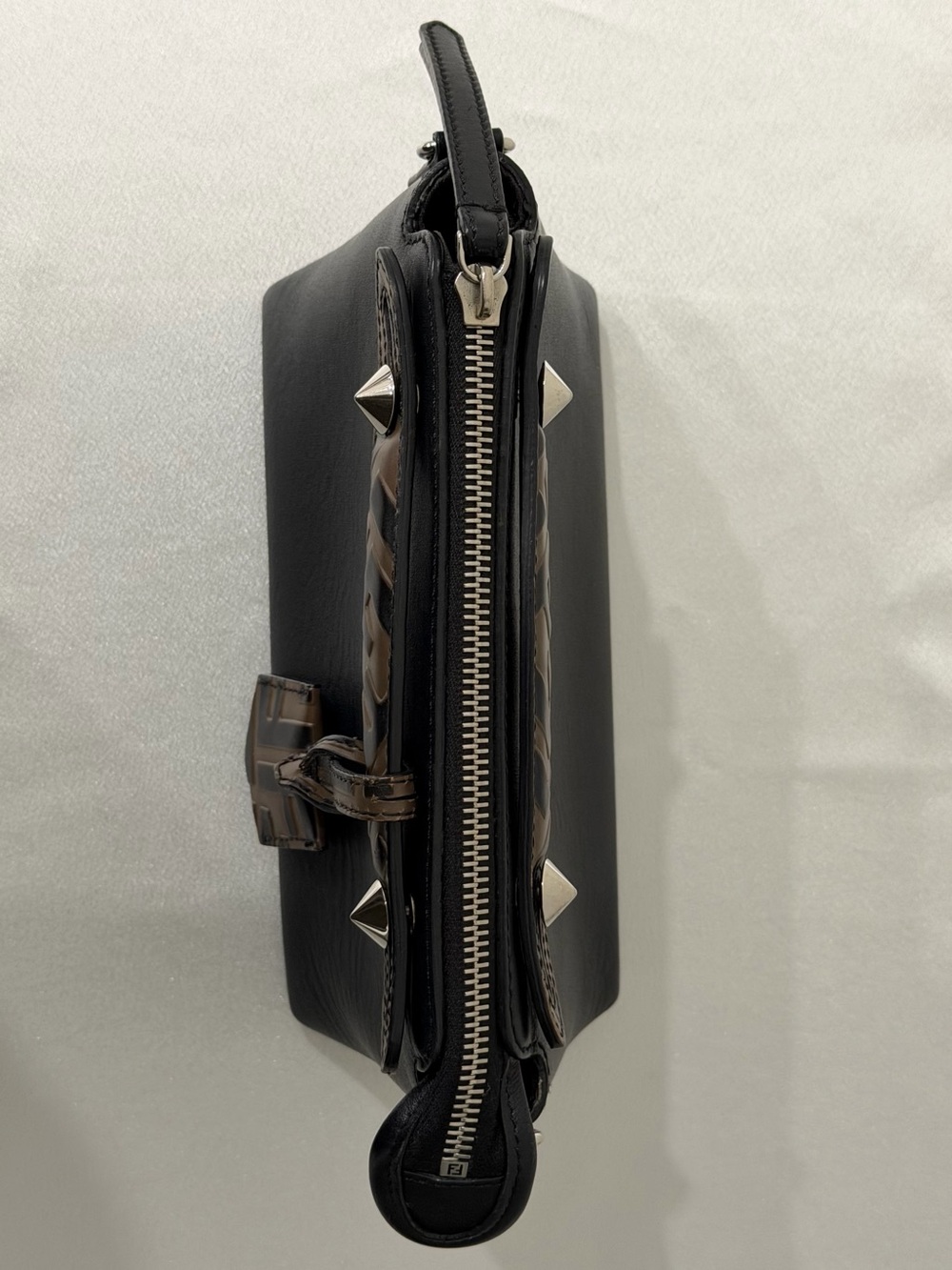 Fendi Black Leather Crossbody with Brown FF Trim - Picture 5 of 15